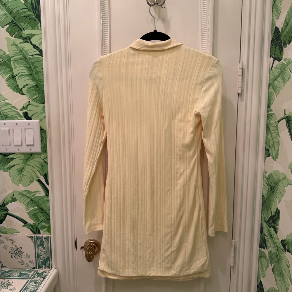 SOLID AND STRIPED Zip-Up Long-Sleeve Dress Yellow Size M - Picture 6 of 6